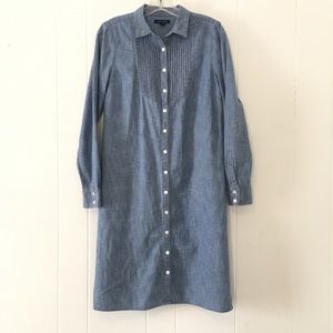 Lands End Size 4 Shirt Dress Chambray Button Front